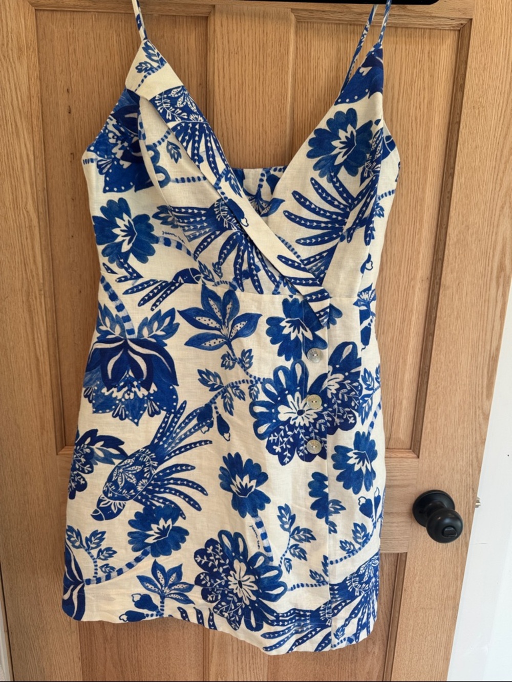 FARM RIO Blue and White Floral Mini Dress